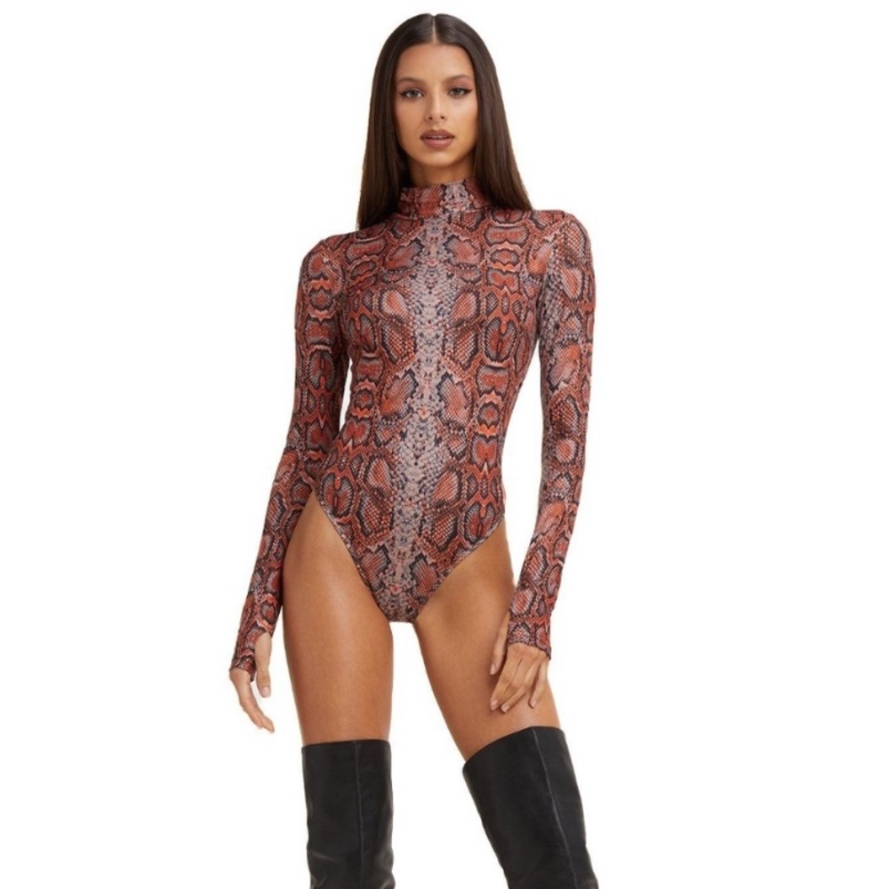 NWOT I.AM.GIA NIAMH BODYSUIT TAN/ORANGE SNAKESKIN
